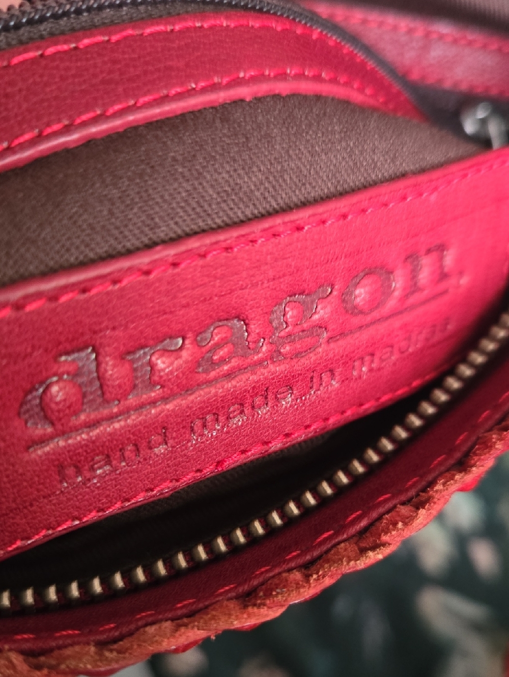 Red Leather Woven Clutch Bag - Picture 7 of 7